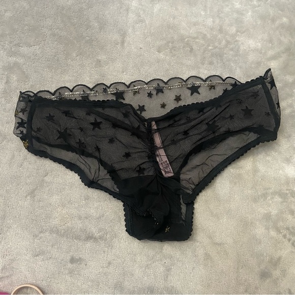 New! Victoria's Secret The Lacie Black Sheer Mesh Cheeky Panty 10403 - Picture 8 of 9